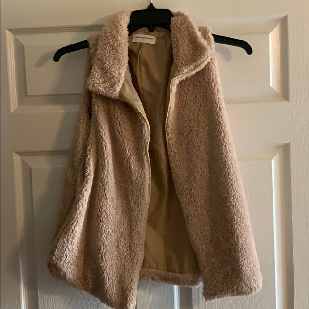Goodnight Macaroon fuzzy vest